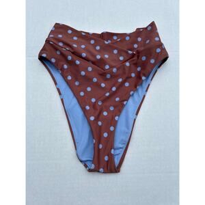 Aerie Brown and Blue Polka Dot  High Cut Cheeky Bottom